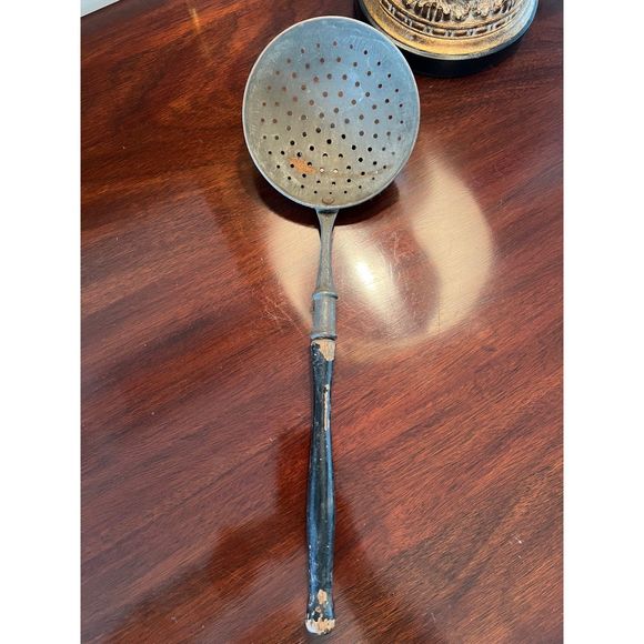 Antique Long Handle Ladle Strainer Slotted Spoon Skimmer 15.5" - Picture 2 of 6